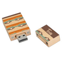 Tropical landscape with yacht pattern wood flash drive
