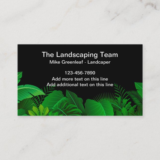 Tropical Landscaping Theme Business Cards (Front)