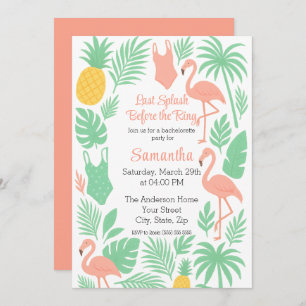 Tropical Last Splash Bachelorette Party Invitation