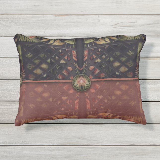 Tropical Latticework Clutch Outdoor Pillow (Front)