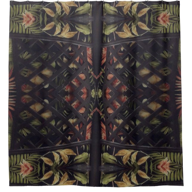 Tropical Latticework Shower Curtain (Front)