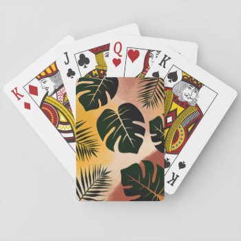 Tropical Leaf Abstract Pattern Playing Cards by JanesPatterns at Zazzle