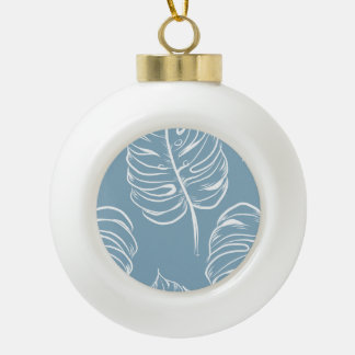Tropical Leaf Abstract: Seamless Greenery. Ceramic Ball Christmas Ornament