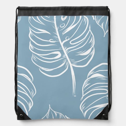 Tropical Leaf Abstract Seamless Greenery Drawstring Bag