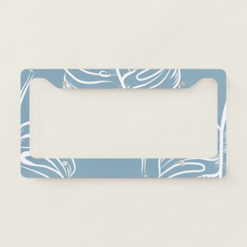 Tropical Leaf Abstract Seamless Greenery License Plate Frame