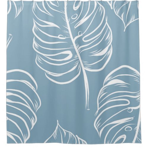Tropical Leaf Abstract Seamless Greenery Shower Curtain
