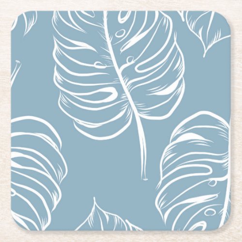 Tropical Leaf Abstract Seamless Greenery Square Paper Coaster