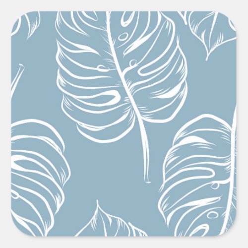 Tropical Leaf Abstract Seamless Greenery Square Sticker