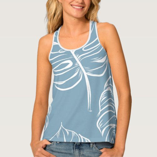 Tropical Leaf Abstract Seamless Greenery Tank Top