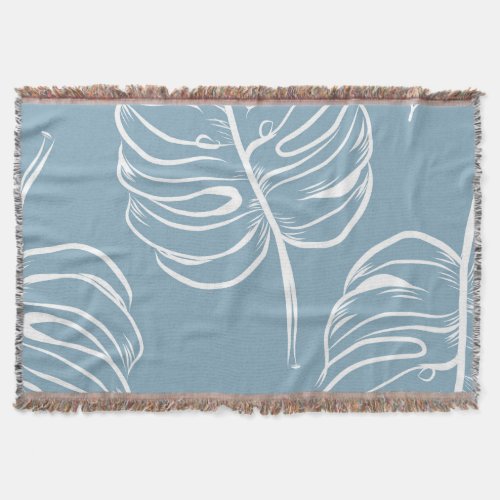 Tropical Leaf Abstract Seamless Greenery Throw Blanket