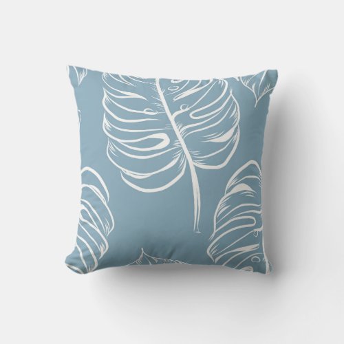 Tropical Leaf Abstract Seamless Greenery Throw Pillow