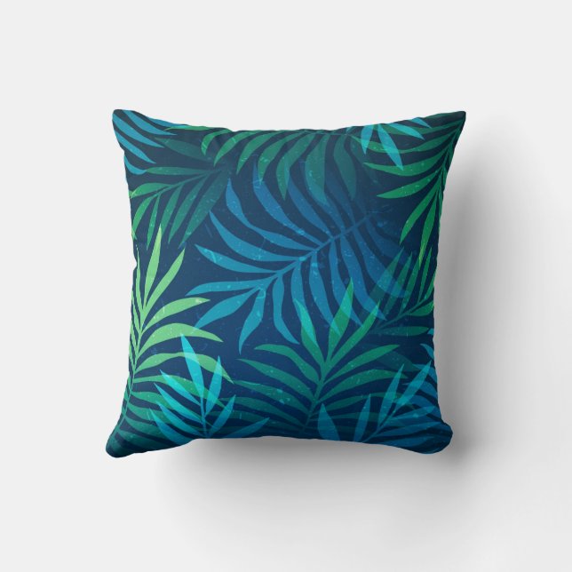 Tropical Leaf Abstract Throw Pillow (Back)