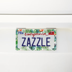 Tropical Leaf and Flower License Plate Frame