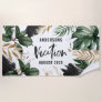 Tropical leaf and gold family vacation elegant beach towel