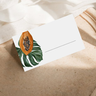 Tropical Leaf and Papaya Fill in Place Card