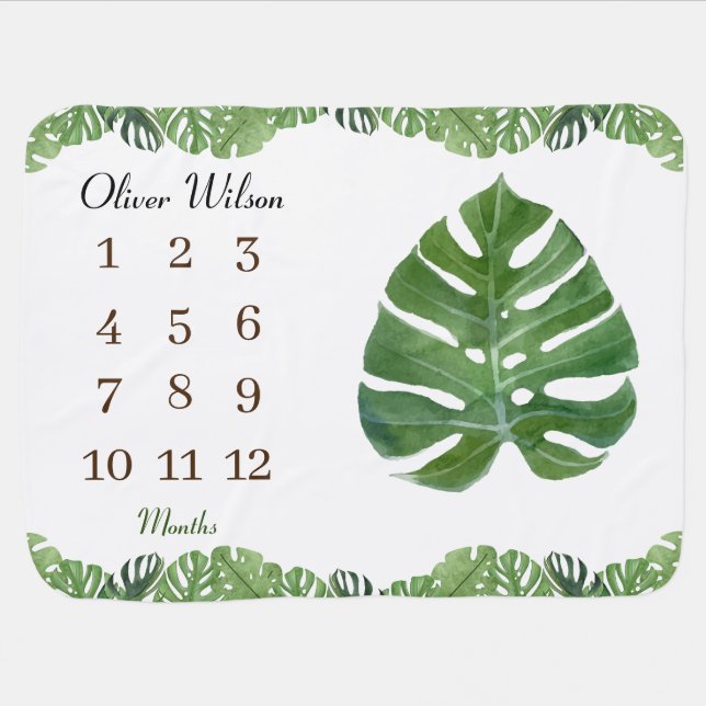  tropical leaf baby growth  blanket (Horizontal)