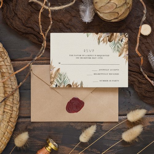 Tropical Leaf Beach Wedding RSVP Card