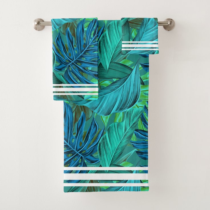 Tropical leaf botanical jungle island pattern bath towel set Zazzle