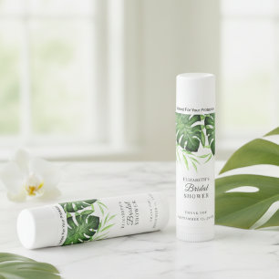 Tropical Leaf Bridal Shower Personalized Greenery Lip Balm