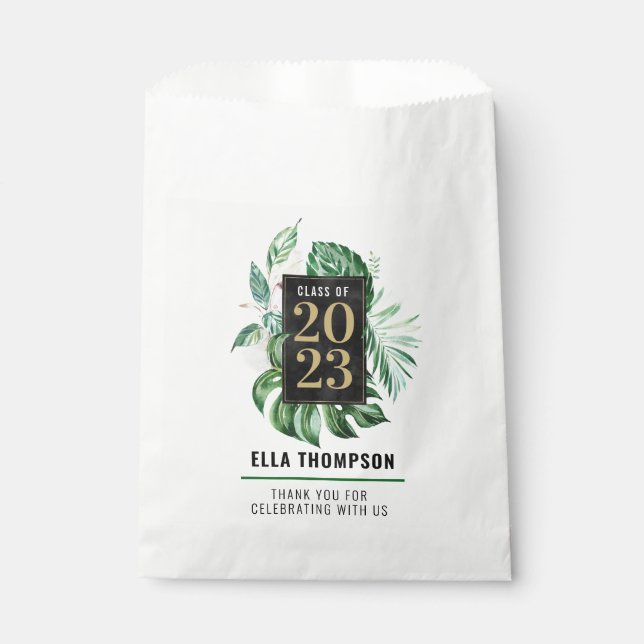 Tropical Leaf Class of 2021 Graduation | Thank you Favor Bag (Front)