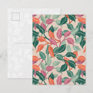 Tropical Leaf Coral Green Botanical Chic Fresh Postcard