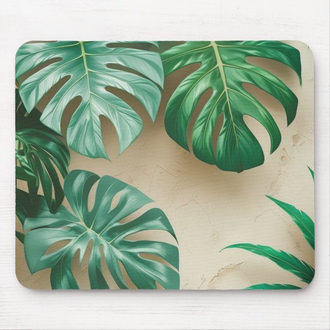 Tropical Leaf Desk Mat Mouse Pad (Front)
