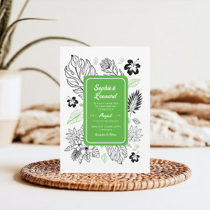 Tropical Leaf Exotic Beach Destination Wedding Invitation