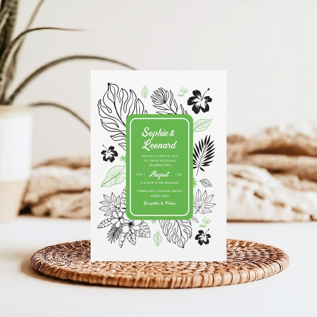 Tropical Leaf Exotic Beach Destination Wedding Invitation (Creator Uploaded)