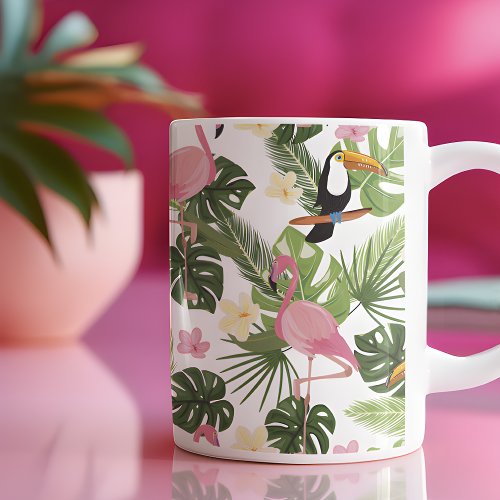 Tropical Leaf Flamingo Coffee Mug