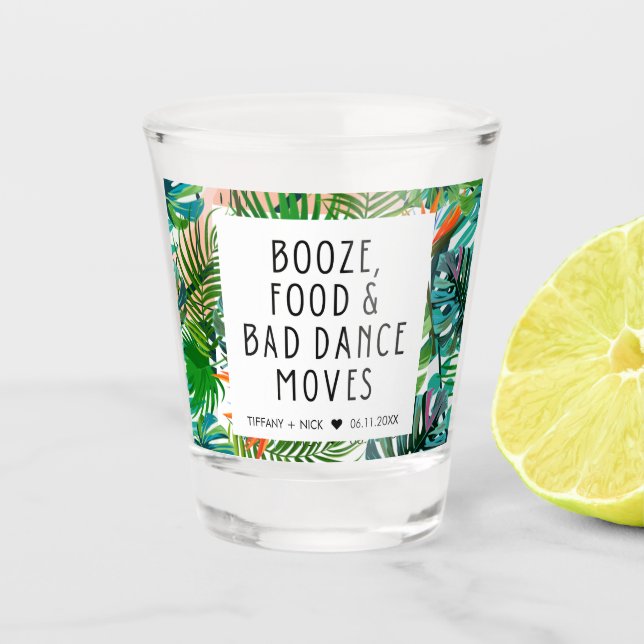 Tropical Leaf Funny Beach Wedding Favor  Shot Glass (Front)