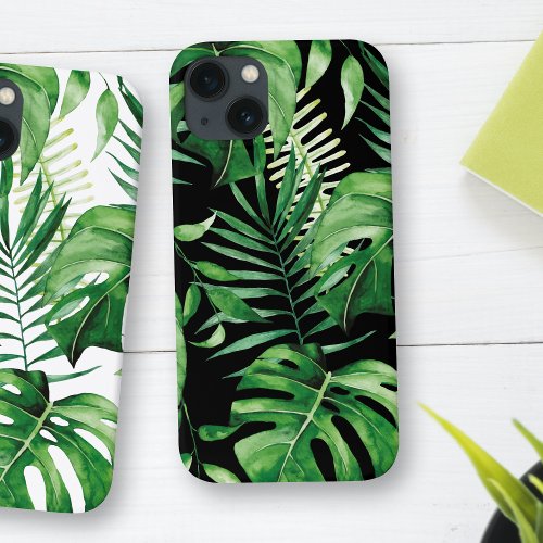 Tropical Leaf Green Black iPhone  iPad case