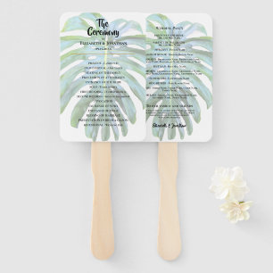 Tropical Leaf Greenery Beach Wedding Hand Fan