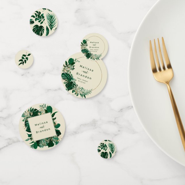 Tropical Leaf Greenery & Foliage Wedding Table Confetti (Group)