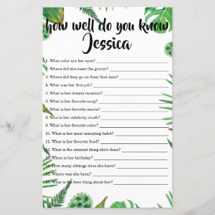 Tropical Leaf How Well Do You Know The Bride Game