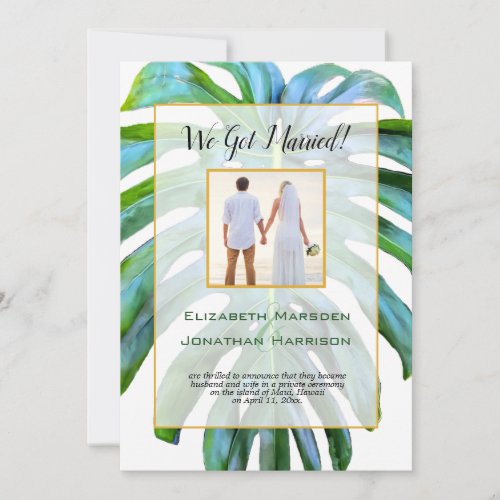 Tropical Leaf Just Married All In One QR Code Invitation