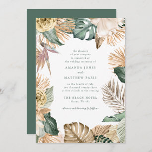 Tropical Leaf Love and the Beach Wedding Invite