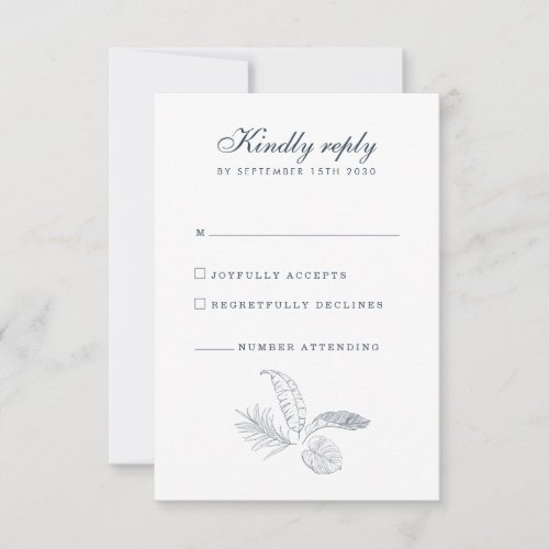 Tropical Leaf Minimal Wedding RSVP Card
