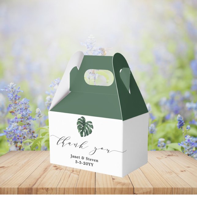 Tropical Leaf Monstera Greenery favor box (Creator Uploaded)
