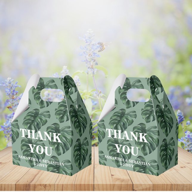 Tropical Leaf Monstera Greenery favor box (Creator Uploaded)