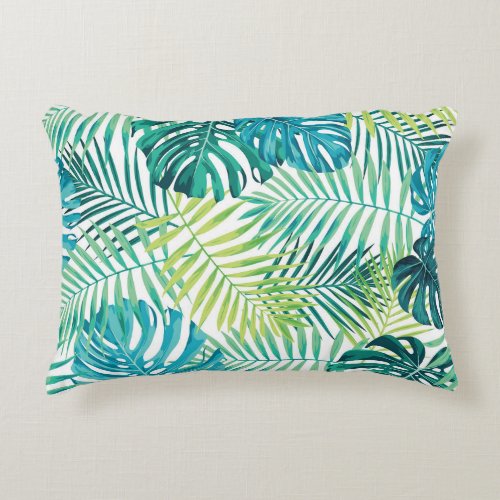 Tropical Leaf Monstera Seamless Design Accent Pillow