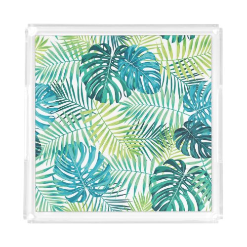 Tropical Leaf Monstera Seamless Design Acrylic Tray