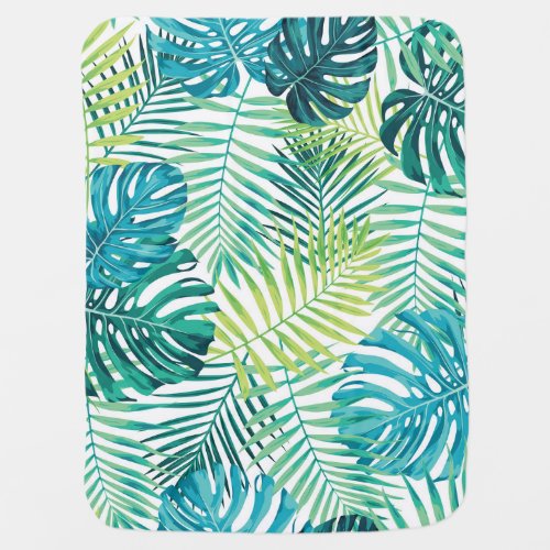Tropical Leaf Monstera Seamless Design Baby Blanket