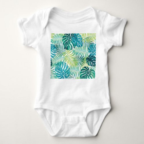 Tropical Leaf Monstera Seamless Design Baby Bodysuit