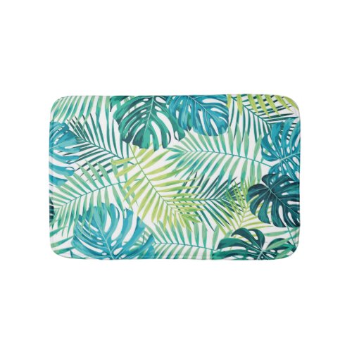 Tropical Leaf Monstera Seamless Design Bath Mat