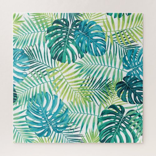 Tropical Leaf Monstera Seamless Design Jigsaw Puzzle