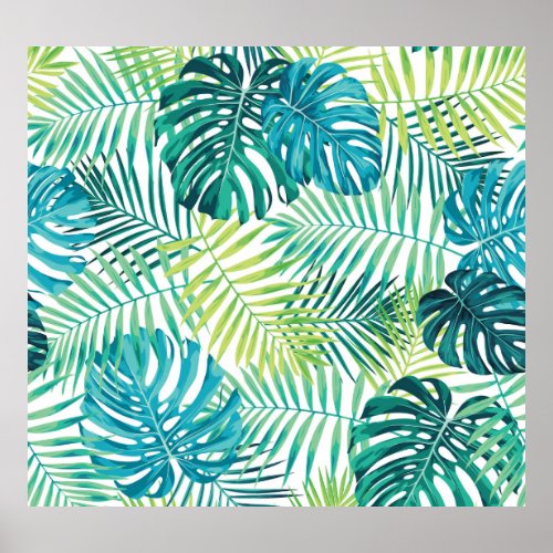 Tropical Leaf Monstera Seamless Design Poster
