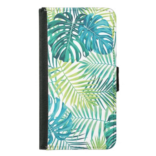 Tropical Leaf Monstera Seamless Design Samsung Galaxy S5 Wallet Case