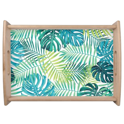 Tropical Leaf Monstera Seamless Design Serving Tray