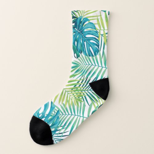 Tropical Leaf Monstera Seamless Design Socks