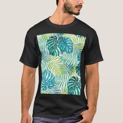 Tropical Leaf Monstera Seamless Design T_Shirt
